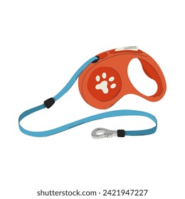 Automatic Retractable Dog Leash. Flexible Waist Leash for pets. A pet care item. A flat vector illustration isolated on a white background