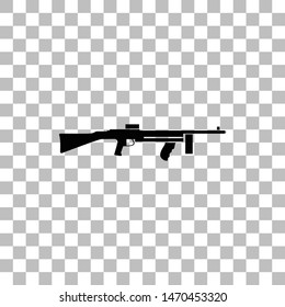 Automatic Rifle. Black flat icon on a transparent background. Pictogram for your project