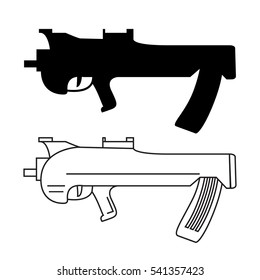 Automatic rifle in flat style