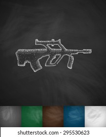 automatic rifle icon. Hand drawn vector illustration. Chalkboard Design