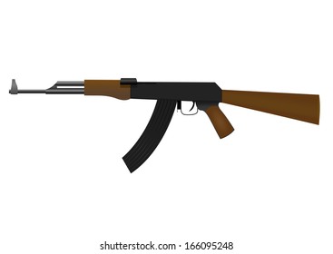 automatic rifle isolated on a white background.