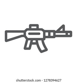 Automatic rifle line icon, army and war, gun sign, vector graphics, a linear pattern on a white background, eps 10.