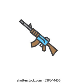 Automatic rifle line icon, filled outline vector sign, linear colorful pictogram isolated on white. Symbol, logo illustration