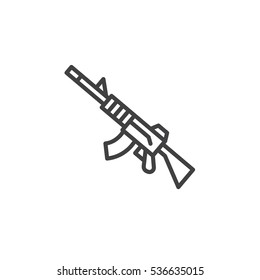 Automatic rifle line icon, outline vector sign, linear pictogram isolated on white. Symbol, logo illustration