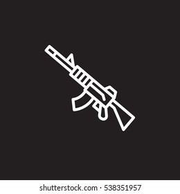 Automatic rifle line icon, outline vector sign, linear pictogram isolated on black. Symbol, logo illustration