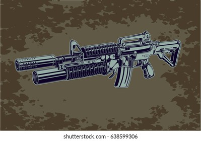 Automatic Rifle Machine Gun Flat Design Stock Vector (Royalty Free ...