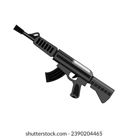 Ilustración monocroma del vector de rifle automático