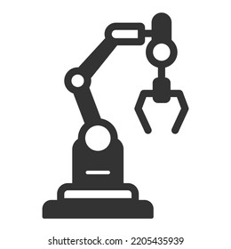 Automatic robot with a mechanical arm - icon, illustration on white background, glyph style