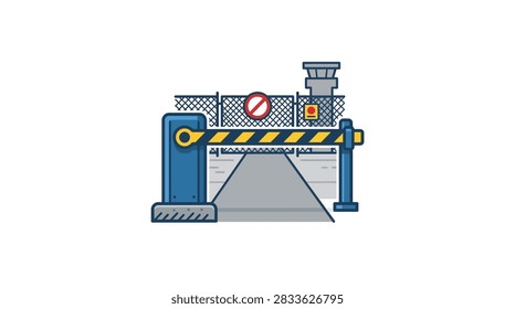 Automatic security barrier gate for vehicle access.