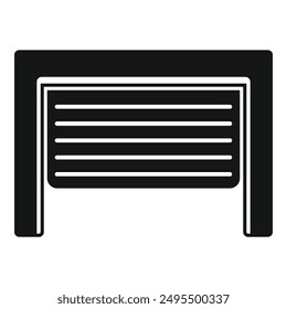 Automatic security garage door system providing protection, black and white icon illustrating a security concept