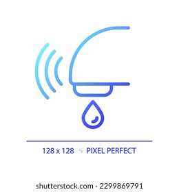 Automatic sensor faucet pixel perfect gradient linear vector icon. Contactless technology in toilet room. Thin line color symbol. Modern style pictogram. Vector isolated outline drawing