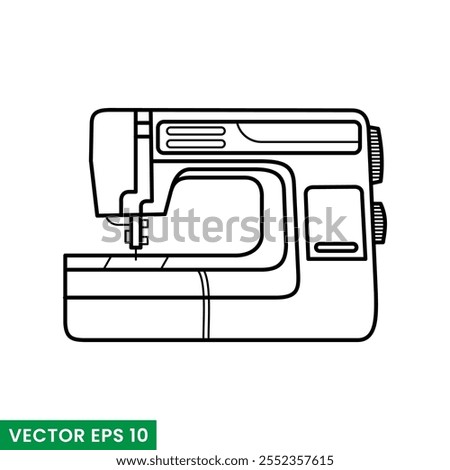 automatic sewing machine line art and glyphs vector icon isolated on white background