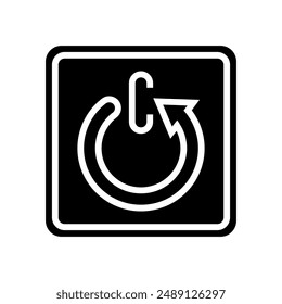 automatic shut down product label caution glyph icon vector. automatic shut down product label caution sign. isolated symbol illustration