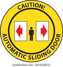 Automatic sliding door warning sign sticker vector