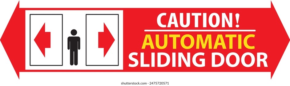 Automatic sliding door warning sign sticker vector
