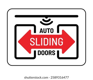 Automatic Sliding Doors Sign with Sensor Indicator High Quality Vector