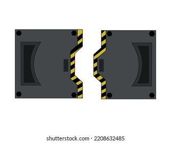 Ilustración automática de la puerta de hierro deslizante