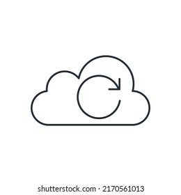 Automatic Software Cloud Update. Vector Linear Icon Isolated On White Background.