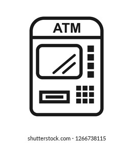 Automatic teller machine icon, ATM, electronic banking. Simple line icon. Isolate on white background. Vector.