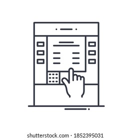 Automatic teller machine icon, linear isolated illustration, thin line vector, web design sign, outline concept symbol with editable stroke on white background.