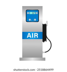 Máquina de Inflação Automática de Pneus para Carro e outro Veículo. Serviço de Estação Aérea de Pneus. Ilustração de vetor. 