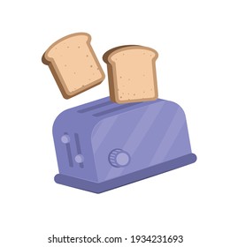 Automatic toaster cook bread for breakfast. Breakfast preparation concept