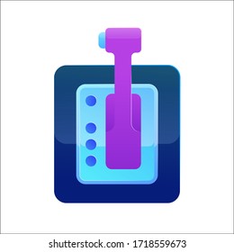 Icono aislado de la palanca de cambios de la caja de cambios automática en estilo plano. Piezas automotrices y tecnología de señalización ilustración vectorial. Pictograma automático de la palanca de la caja de cambios para aplicaciones móviles y diseño web.