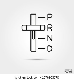 Automatic transmission shift lever vector icon. Automotive parts, repair and service symbol. 