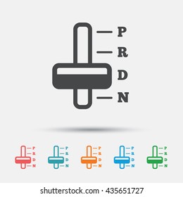Automatic transmission sign icon. Auto car control symbol. Graphic element on white background. Colour clean flat transmission icons. Vector