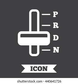 Automatic Transmission Sign Icon. Auto Car Control Symbol. Graphic Design Element. Flat Transmission Symbol On Dark Background. Vector