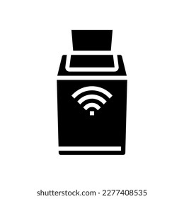 automatic trash bin home accessory glyph icon vector. automatic trash bin home accessory sign. isolated symbol illustration