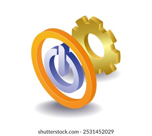 Automatic turn off technology isometric illustration