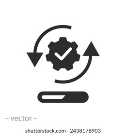 icono de actualización automática, sincronización de datos de software, barra de proceso, símbolo plano sobre fondo blanco - ilustración vectorial