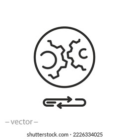 automatic update process icon, software data synchronize, thin line symbol, vector illustration