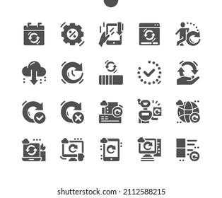 Automatic updates. Phone, printer, laptop update. Network. Loading. Internet technology and application. Vector Solid Icons. Simple Pictogram