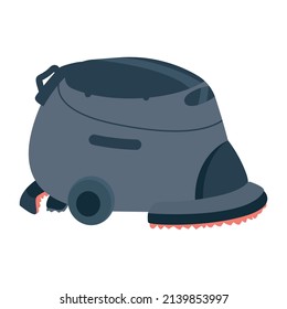 Automatic vacuum cleaner semi flat color vector object. Dirt disposal. Full sized item on white. Robot vacuum product simple cartoon style illustration for web graphic design and animation