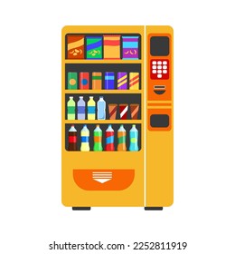 Automatic vending machine concept vector illustration. Self service ordering drink in flat design on white background.
