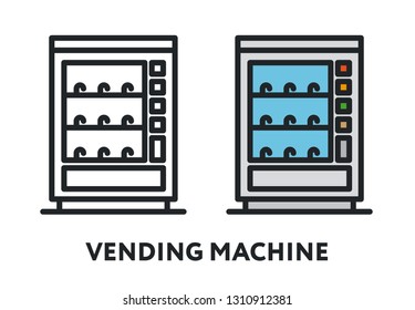 Automatic Vending Machine. Vector Flat Line Stroke Icon
