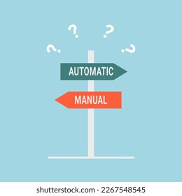 concepto de señalización de ruta de elección automática vs manual, diseño plano