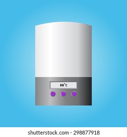 Automatic wall water heater. Isolated on blue background. Vector illustration.