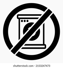 Automatic wash stop icon. Machine wash prohibited. The washing machine cannot be used. No washing. Vector icon.