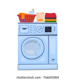 Automatic washing machine for laundry. Vector illustration.