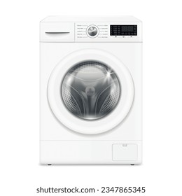 Automatic washing machine on white background