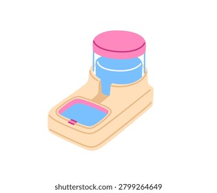 Automatic waterer for cat. Electronic device. Pet shop, veterinary shop supplies, pet care, accessories for cats. Hand drawn vector illustration. Isolated design element.