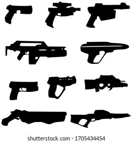 automatische Waffe, Maschinenpistole und Pistole für Web und App
