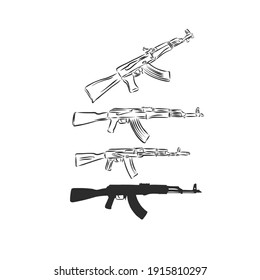 Automatic weapon. Original vector illustration, icon in retro style. automatic weapon vector sketch illustration