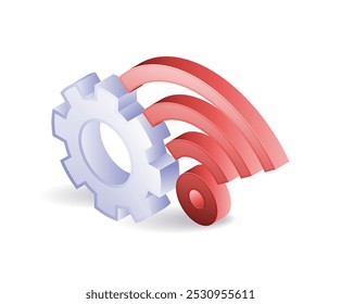 Ilustração isométrica automática da tecnologia de rede wifi