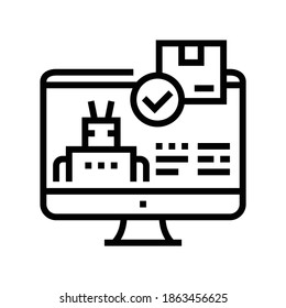 vector de icono de línea de aceptación de orden automático. signo de aceptación de pedido automático. símbolo de contorno aislado ilustración negra
