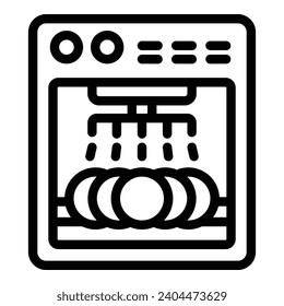 Automatically dishwasher icon outline vector. Household dishwashing machine. Cleaning detergent pod