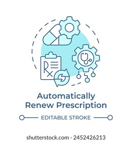 Automatically renew prescription soft blue concept icon. Pharmacy software, medical card. Round shape line illustration. Abstract idea. Graphic design. Easy to use in infographic, article